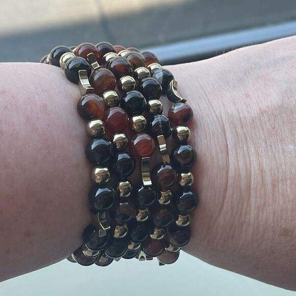 Sardonyx onyx carnelian ONE NEW stretch beaded bracelet natural stone crystal st - Picture 14 of 16